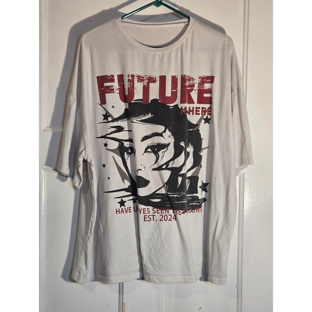 Future Is Here Graphic Streetwear T-Shirt White Never Forget Why You Began Tee